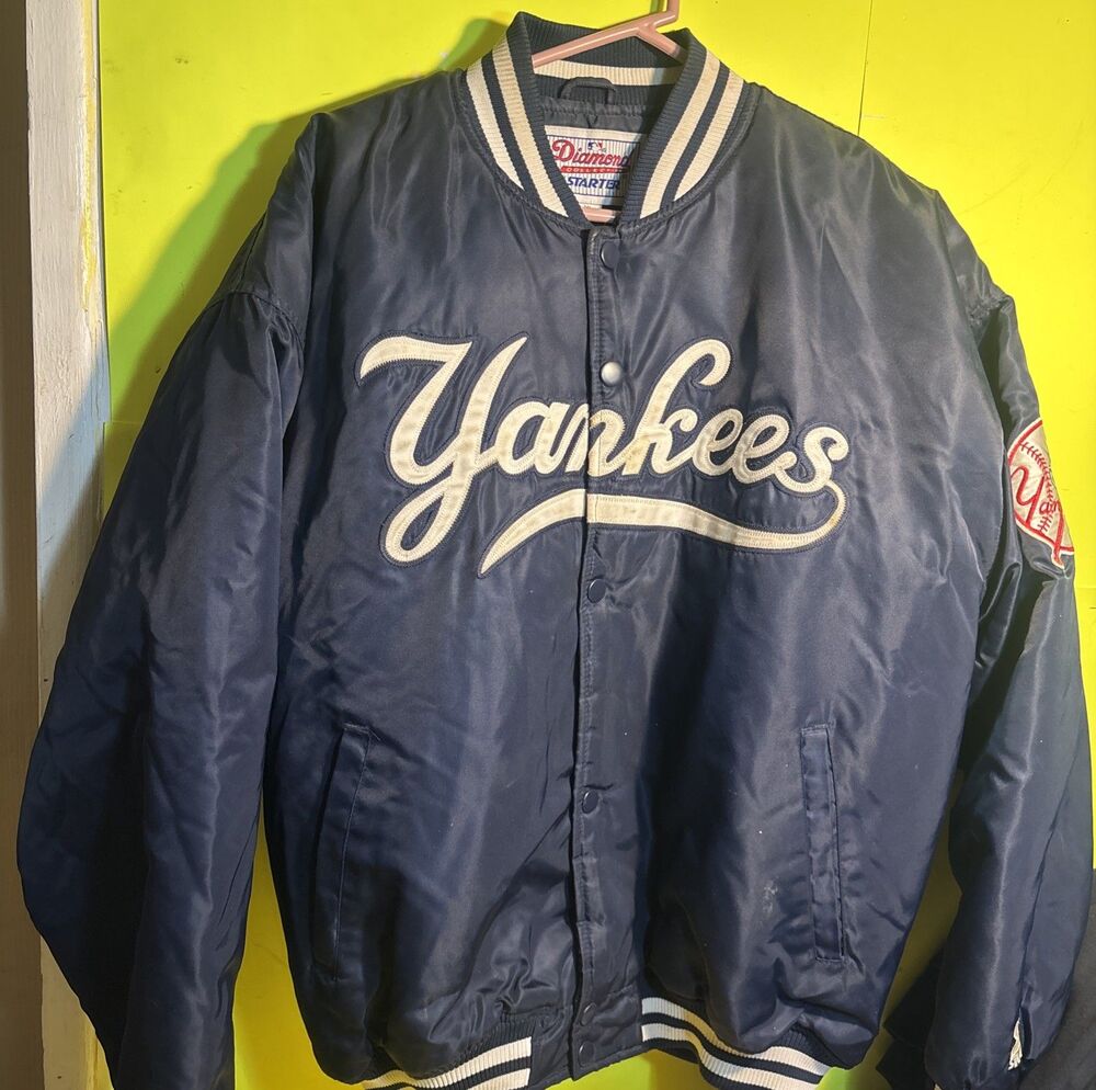 vintage 90s Diamond Starter New York Yankees satin varsity jacket XL
